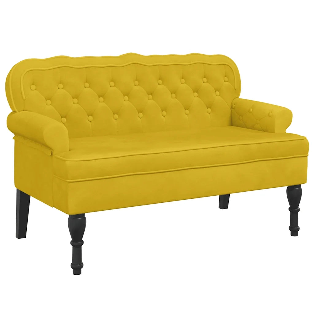 Panca con Schienale Gialla 119,5x64,5x75 cm in Velluto 372162