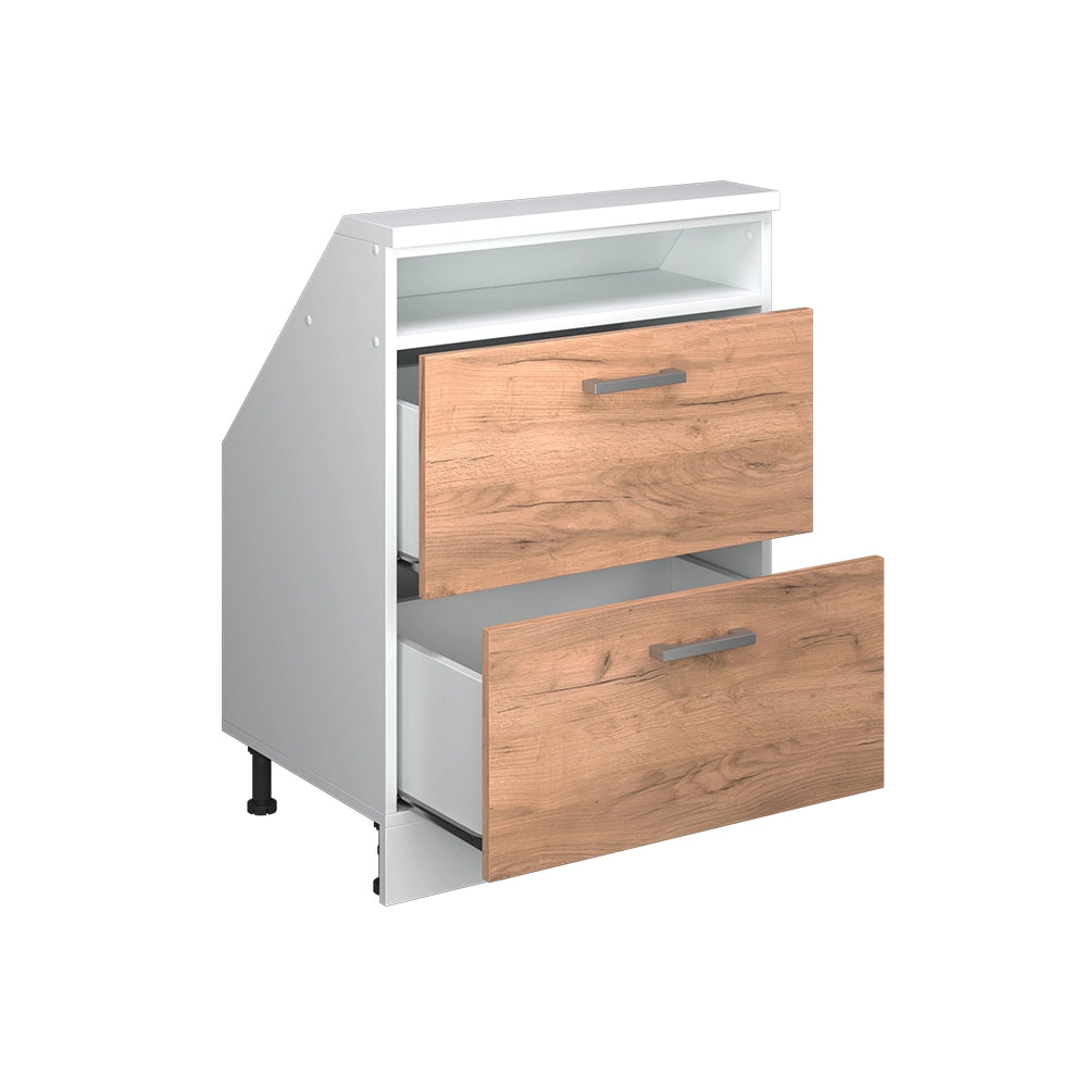 Mobile sottotetto Rion Rovere dorato/Bianco con 2 cassetti Vicco