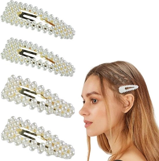 Accessori per capelli con perle artificiali - donne e ragazze - 4 pezzi - accessori trendy.