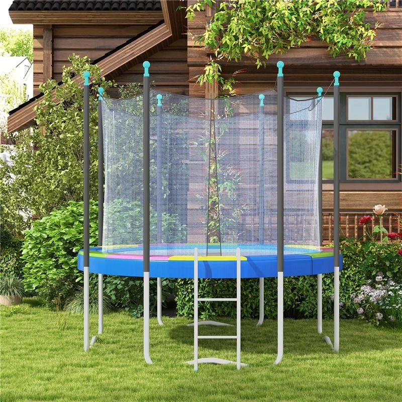 COPERTURA TAPPETO ELASTICO Ø366X30 CM PIEGHEVOLE E PORTATILE, IN PLASTICA, PE E SCHIUMA, MULTICOLORE