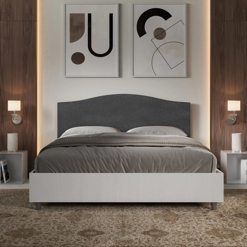 Letto Matrimoniale 160x190 cm con Rete Grace Grigio