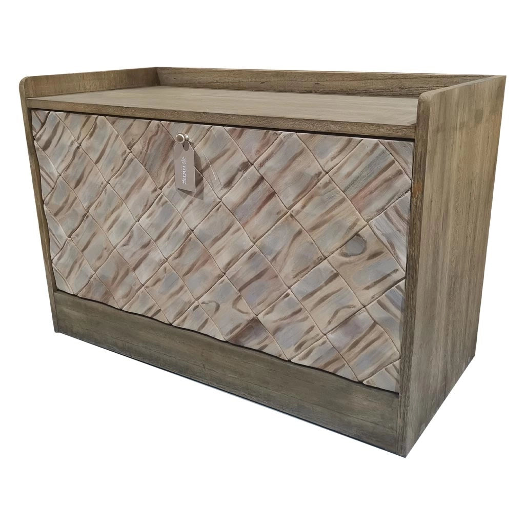 Sgabello scarpiera in legno marrone 80x38x53h