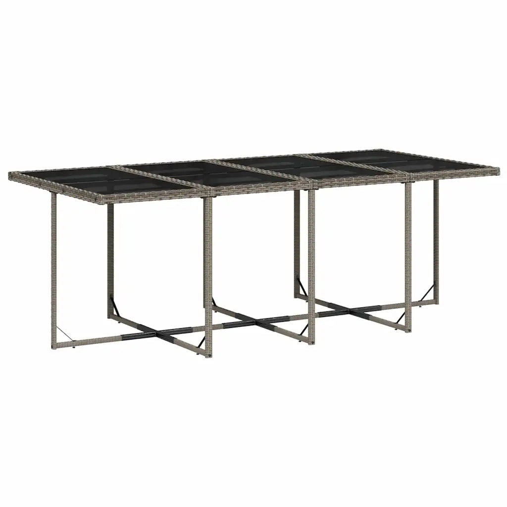 Set da Pranzo da Giardino 13pz con Cuscini Grigio in Polyrattan 3211040
