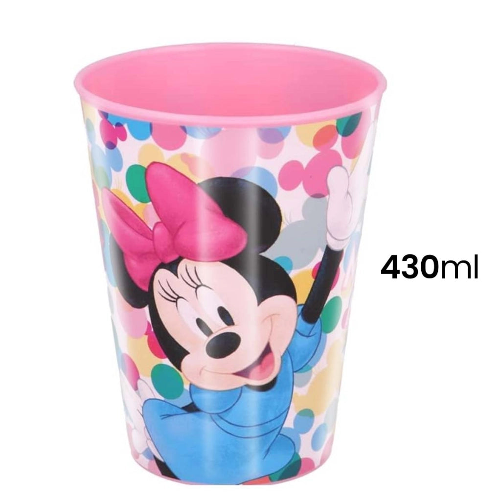 Bicchiere 430ml Riutilizzabile in Plastica senza BPA Blu / Rosa Minnie Mouse