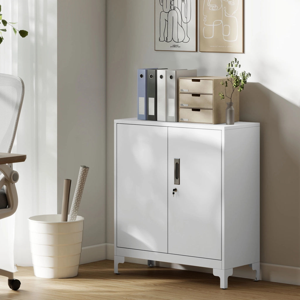 Armadio Metallo 2 Ante con Serratura ¨C Xylo ¨C Bianco 80x35x91cm