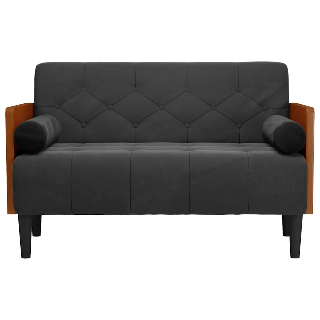 Divano Divanetto con Cuscini-Sofa Bolster Nero 110 cm Velluto