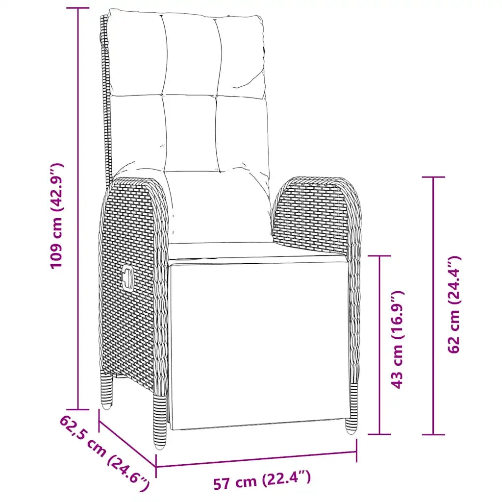 Set da Pranzo per Giardino con cuscino 5 pcs Nero polyrattan 3380122