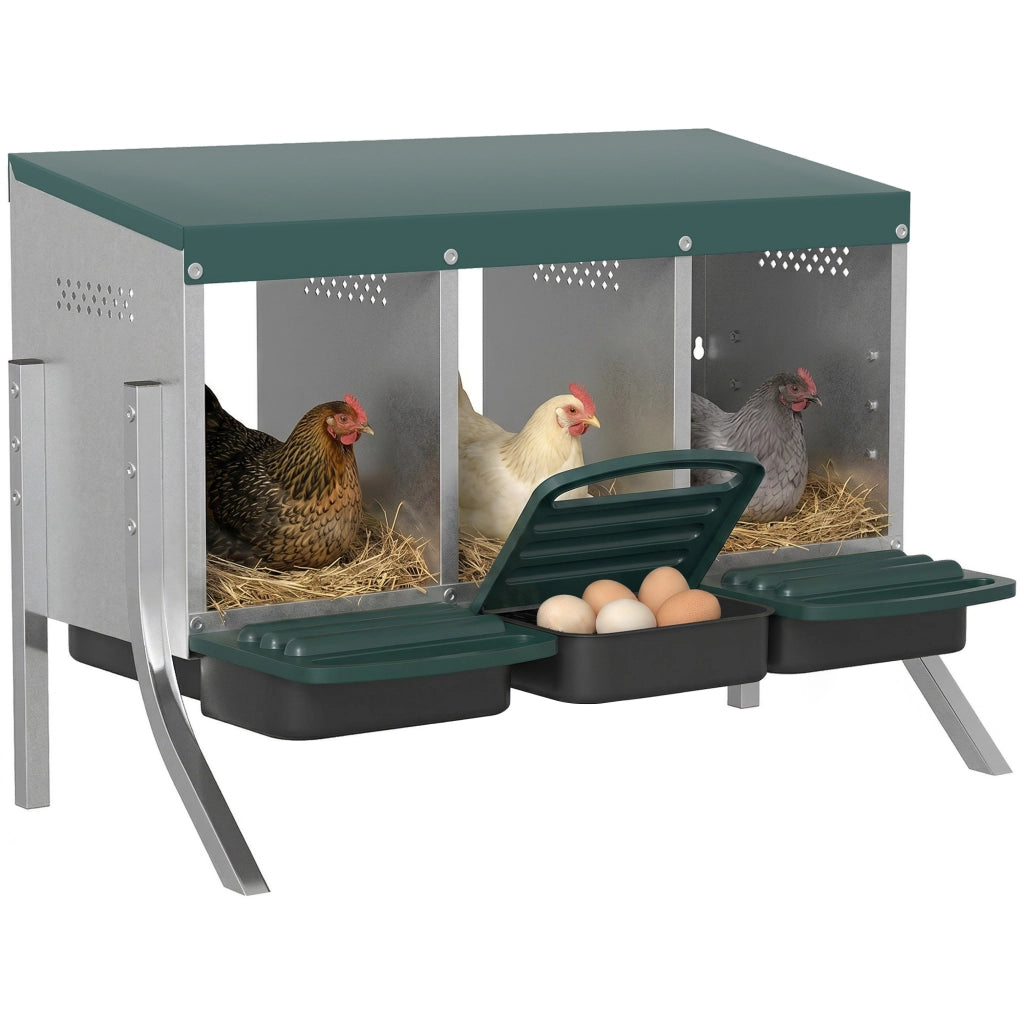 Nido per Galline con 3 Scomparti ¨C Xylo ¨C 84x55x61 cm Argento