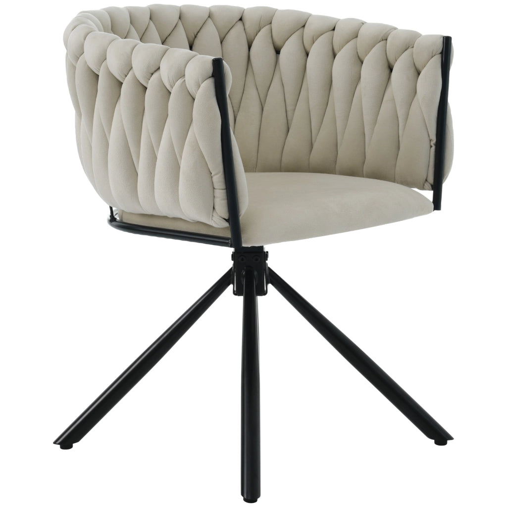 Sedia Girevole in Velluto ¨C MINIMAL ¨C Beige, Gambe in Metallo
