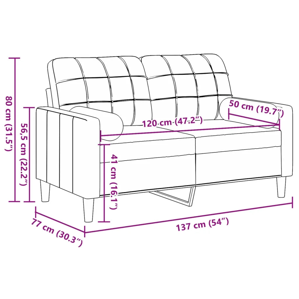 Divano | Divano da soggiorno | Sofa a 2 Posti con Cuscini Rosa 120 cm in Velluto