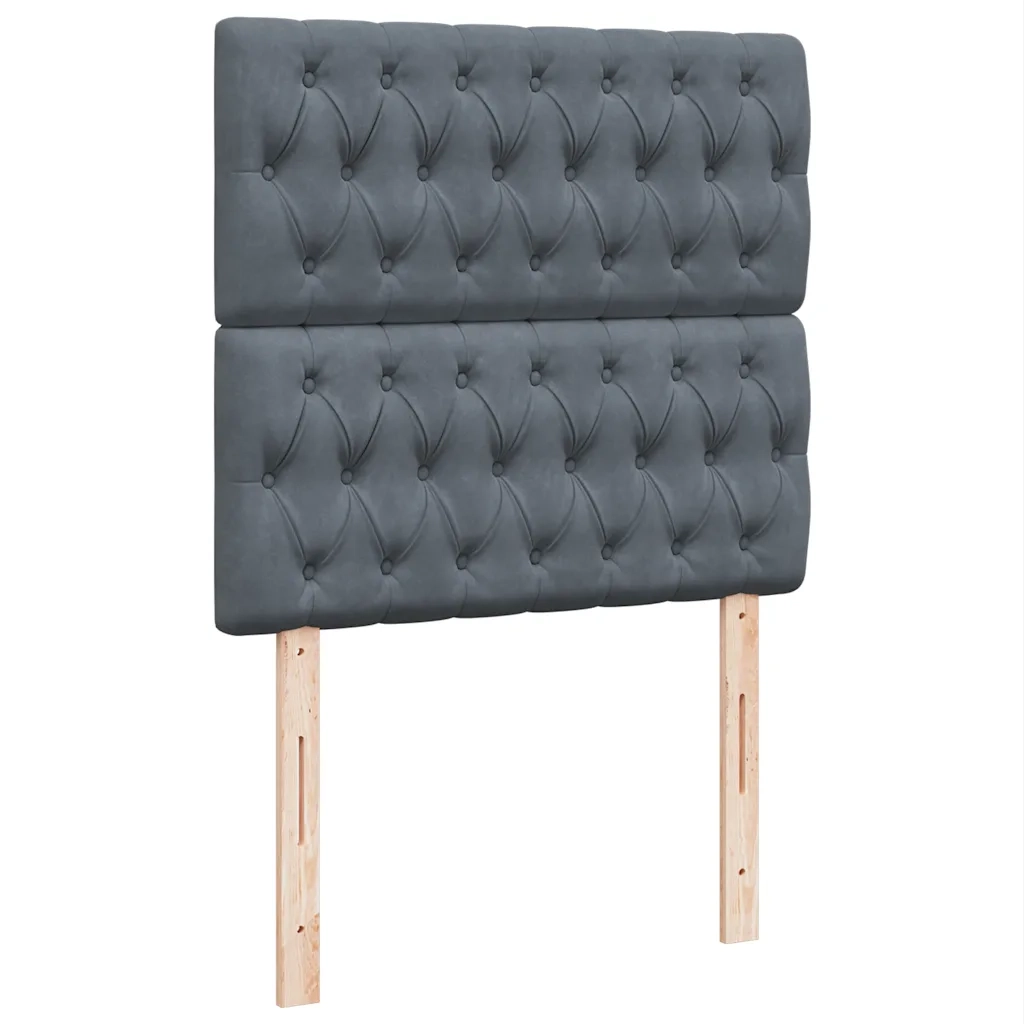 Giroletto a Molle con Materasso Grigio Scuro 90x200 cm Velluto