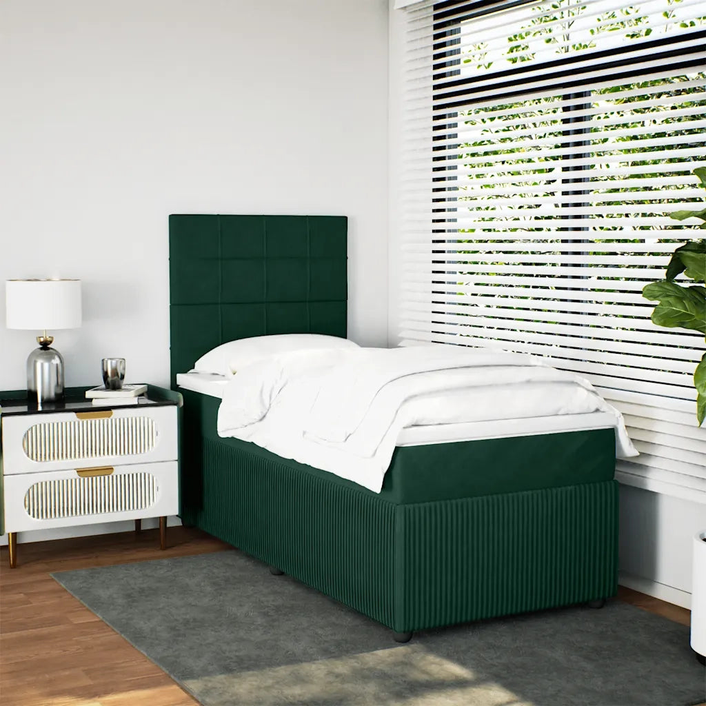 Giroletto a Molle con Materasso Verde Scuro 80x200 cm Velluto