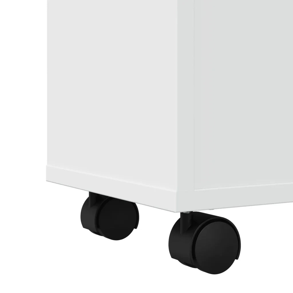 Mobile da Bagno Stretto con Ruote Bianco in Truciolato 855232