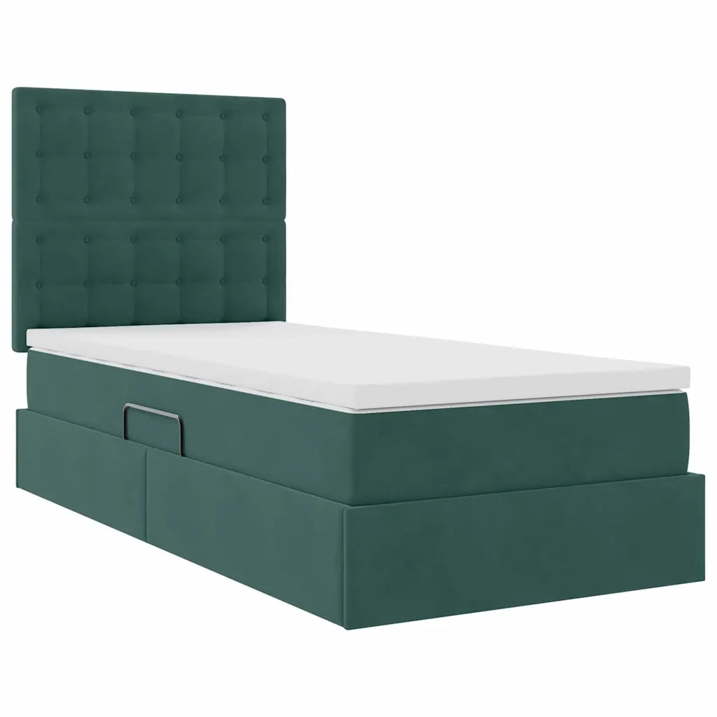 Letto con contenitore e materasso Verde Scuro 90 x 190 cm