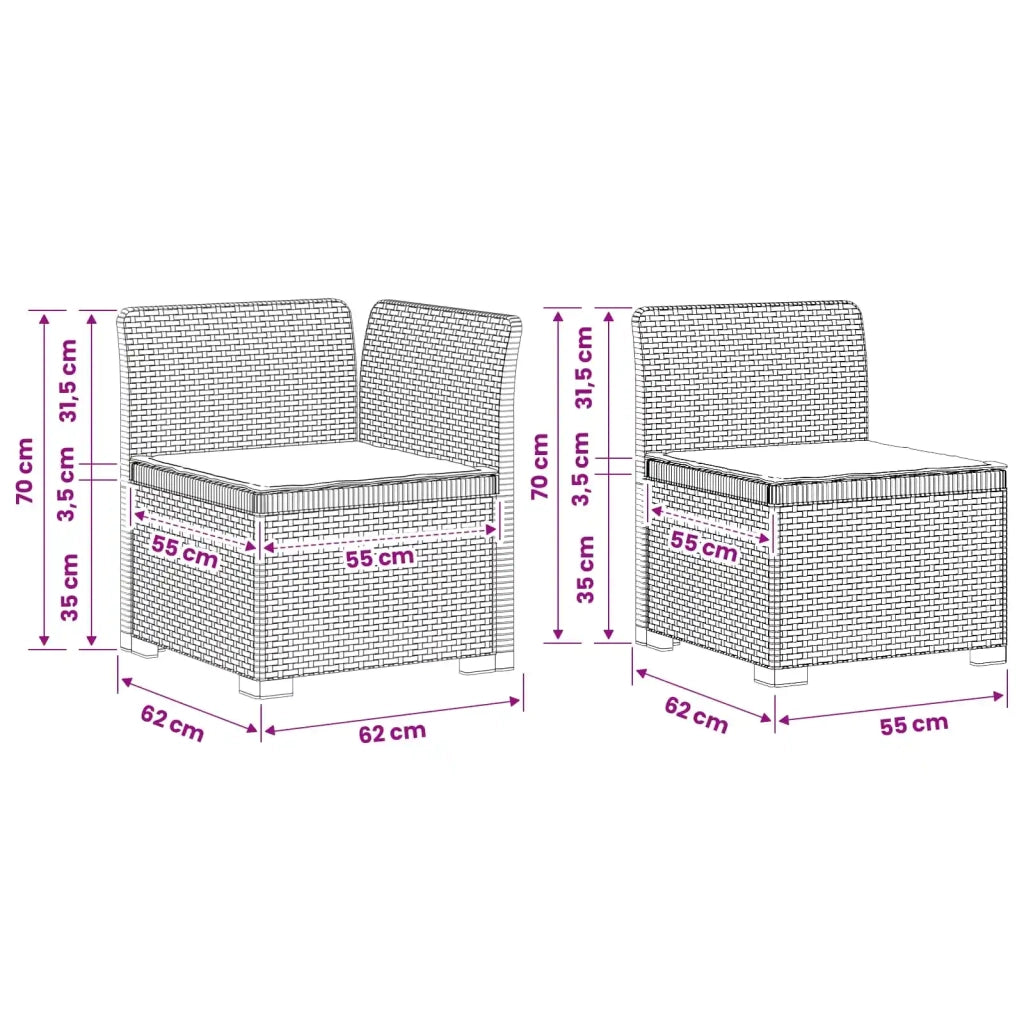 Divano da Giardino 5 Posti con Cuscini Stile Rattan PP 3444036