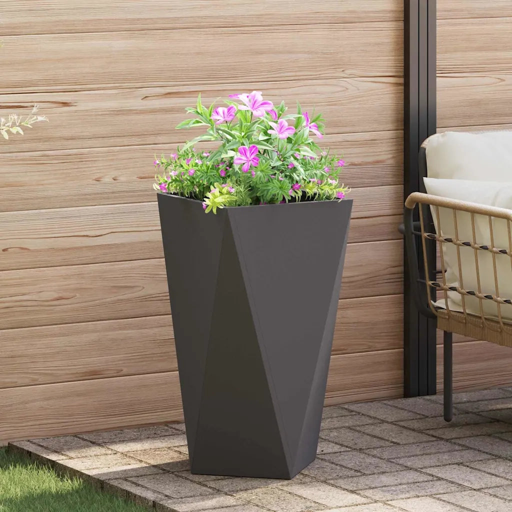 Fioriera 2 pcs Nero 40 x 40 x 75 cm Acciaio