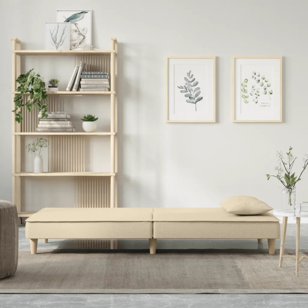 Divano Letto Crema in Tessuto 351903