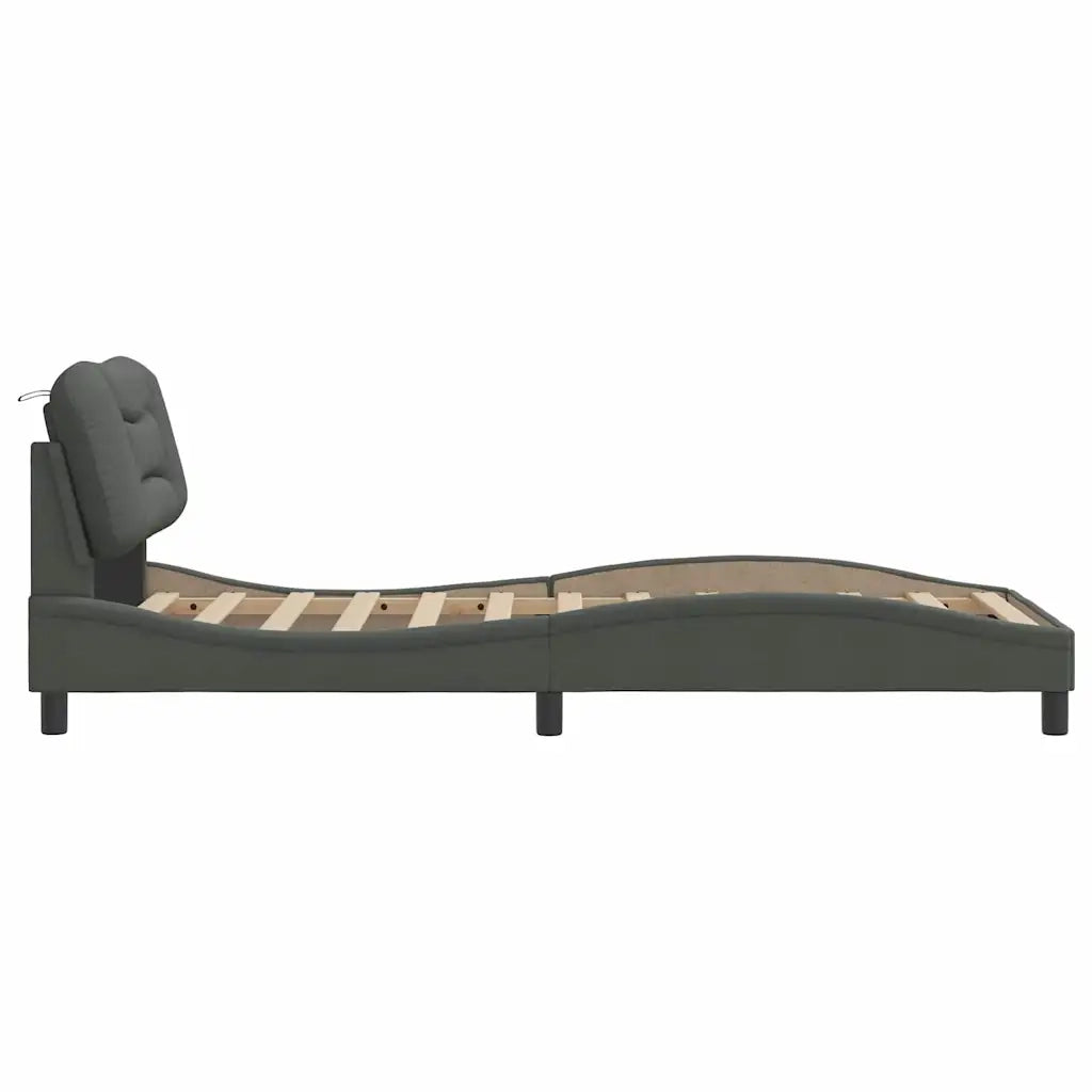 Giroletto senza Materasso Hvar Grigio Scuro 90x190 cm Tessuto