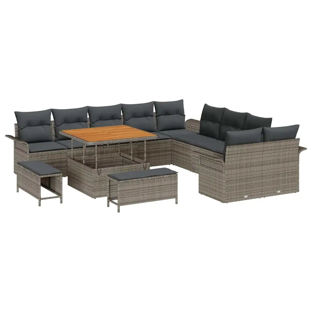 Set Divano da Giardino con cuscino con cuscino 13 pcs Grigio