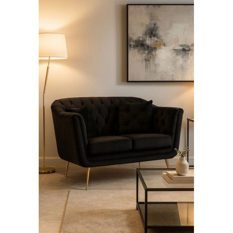 Divanetto Budapest Nero Con Cuscini cm 130x83x91