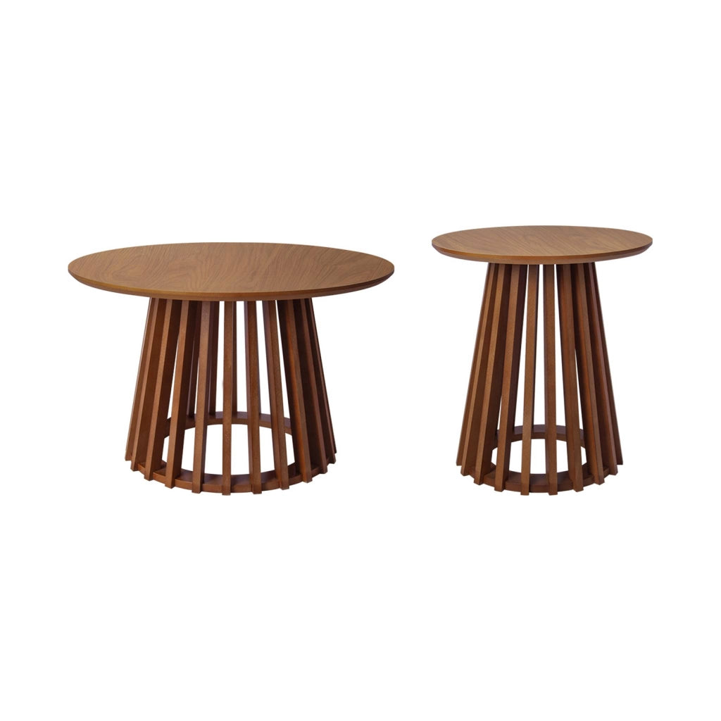 Set di 2 tavolini rotondi in noce ø40cm e ø60cm i sweeek