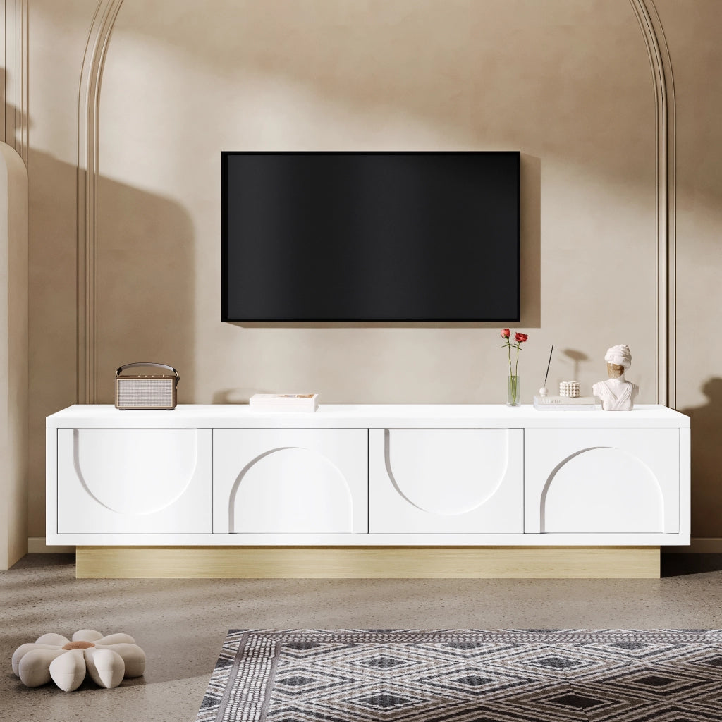 Cassettiera per TV bianca in MDF lunghezza 175 cm