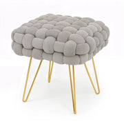 Pouf sgabello in velluto intrecciato 38 cm DOTTY Grigio Chiaro