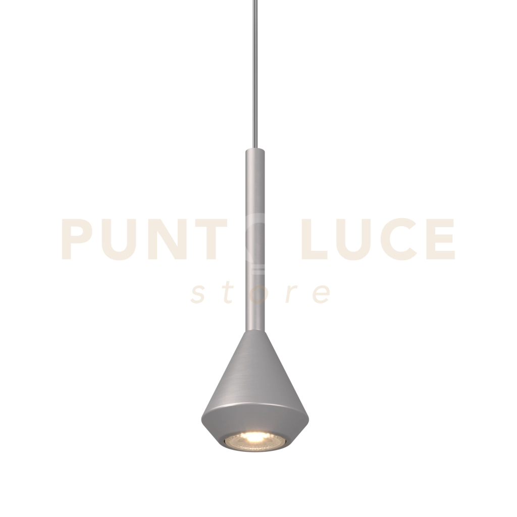 1202 SOSPENSIONE 1 LUCE ATTACCO GU10 COLORE ALLUMINIO CON CAVO CM 250 ROSONE DA ACQUISTARE SEPARATAMENTE