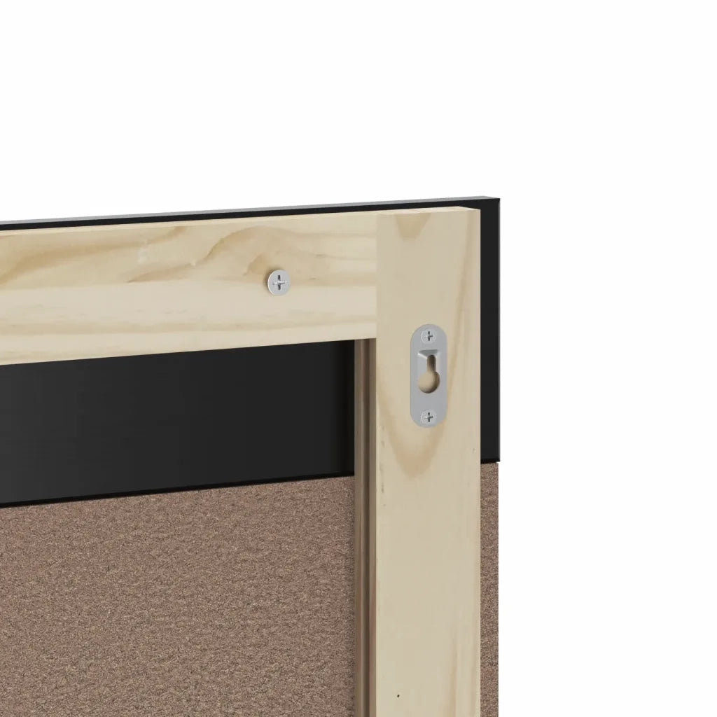Specchio Bagno e Ripiano BERG Nero 60x12x70 cm Legno Massello