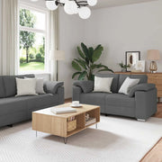 Divano 3 pcs Grigio scuro 219 x 80 x 82 cm Tessuto misto lino 3324659