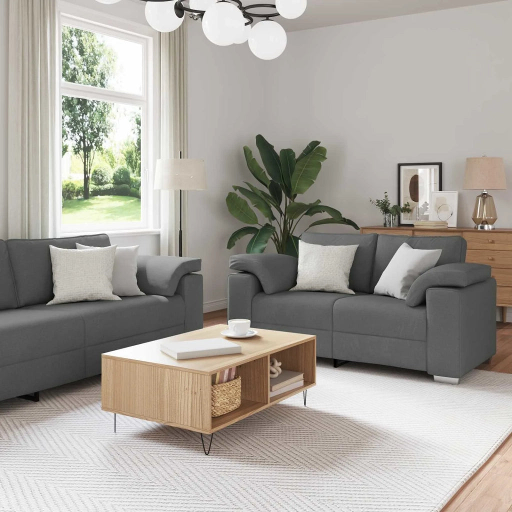 Divano 3 pcs Grigio scuro 219 x 80 x 82 cm Tessuto misto lino 3324659