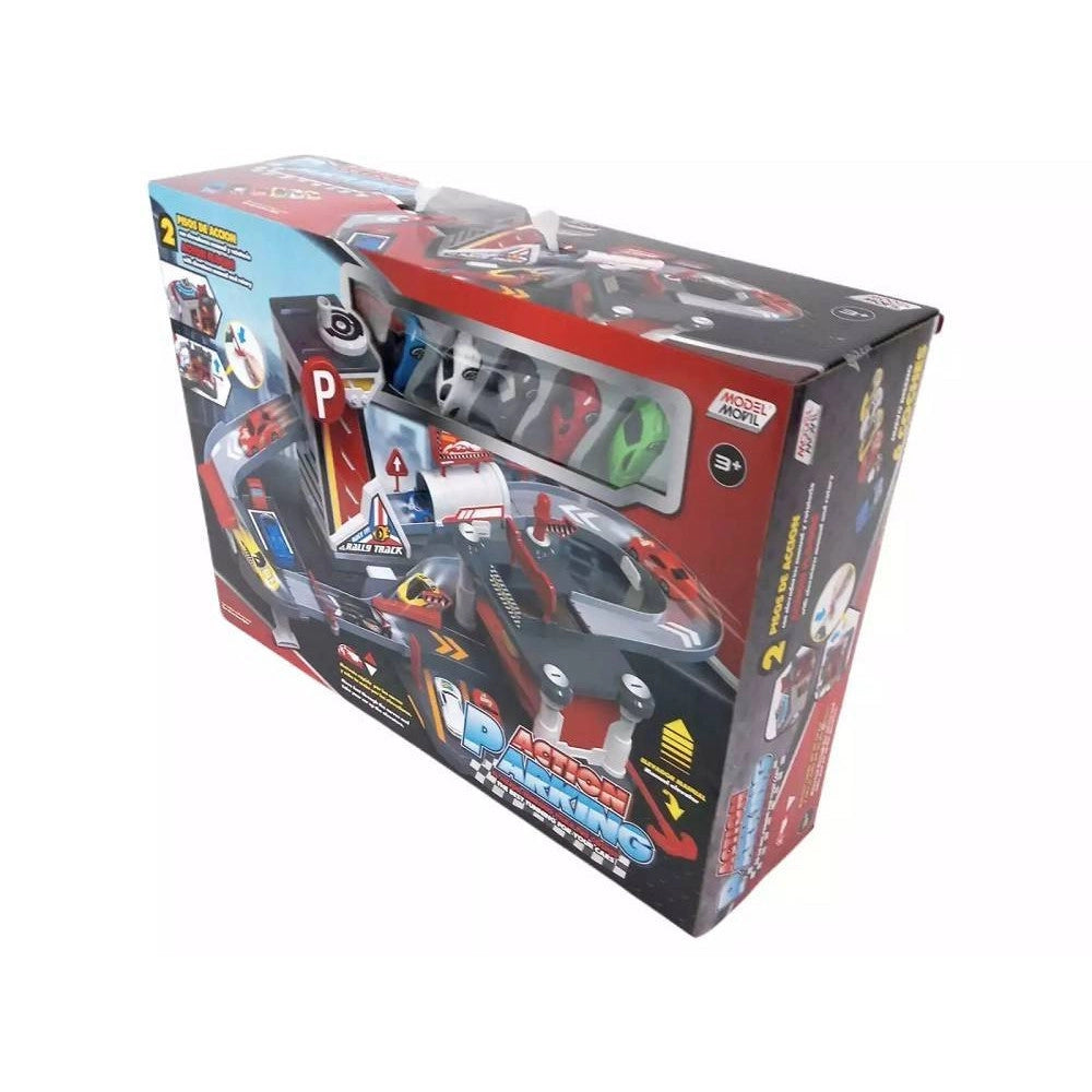 Trade Shop - Parking Rally Track Parcheggio 2 Piani Con 6 Auto Ascensore Manuale Gioco Bambini -
