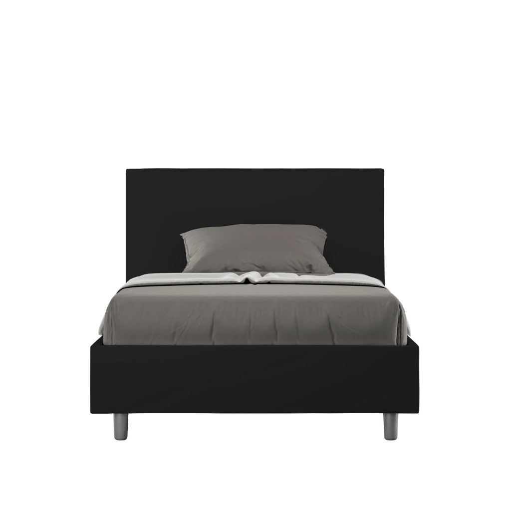 BS COM Letto una piazza e mezza con rete imbottito 120x200 similpelle nero