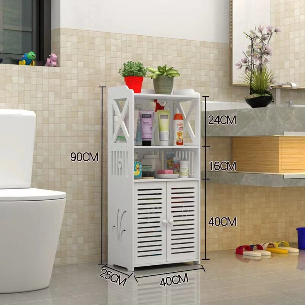 Trade Shop - Armadietto Da Bagno Multiuso Con Porta Scaffali Soggiorno Camera Cucina 40 X 25 X 90 Cm -