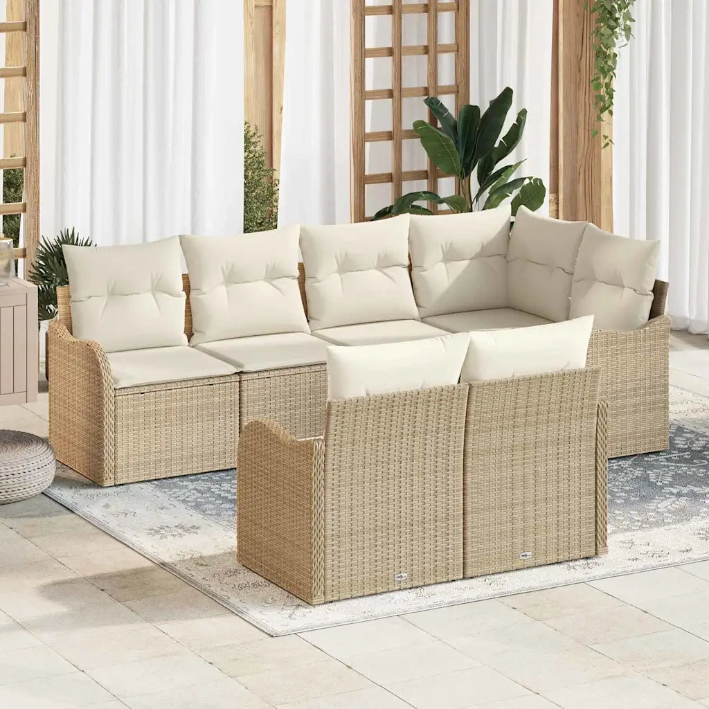 Set Divano da Giardino Beige polyrattan