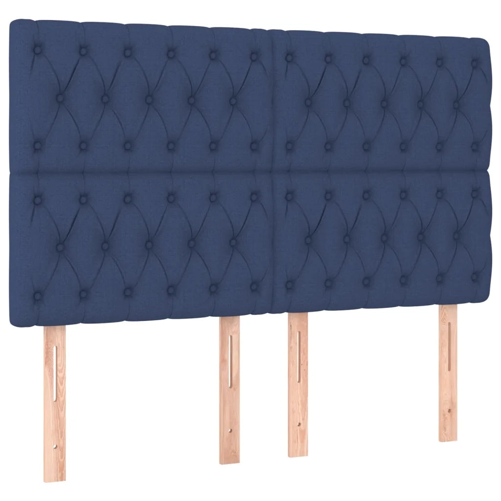 Letto a Molle con Materasso e LED Blu 160x200 cm in Tessuto