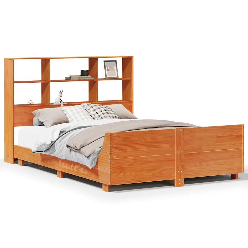 Giroletto senza Materasso-Struttura Letto Marrone Cera 160x200 cm Legno di Pino 452063