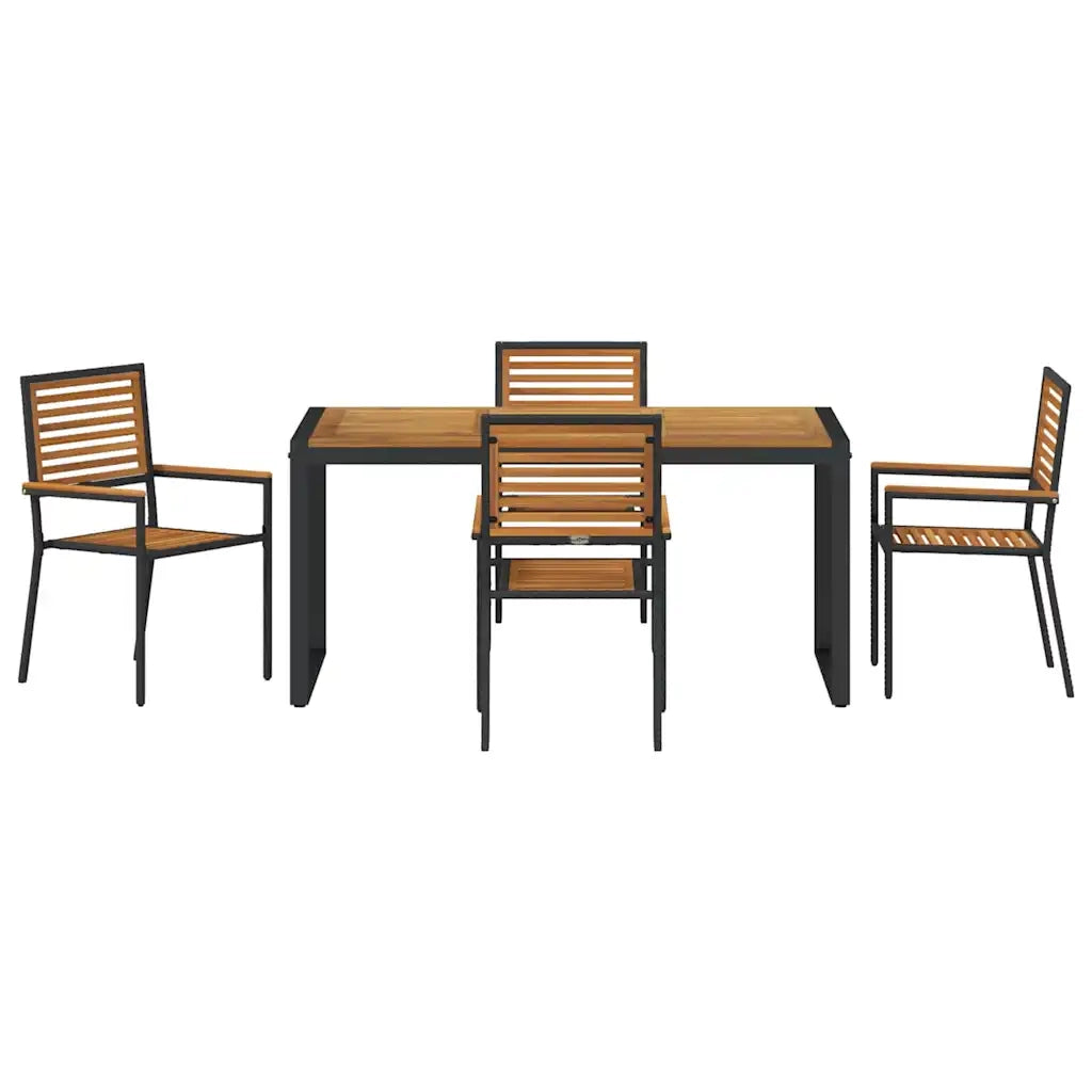 Set da Pranzo per Giardino 5 pcs Nero e Marrone polyrattan 3365475