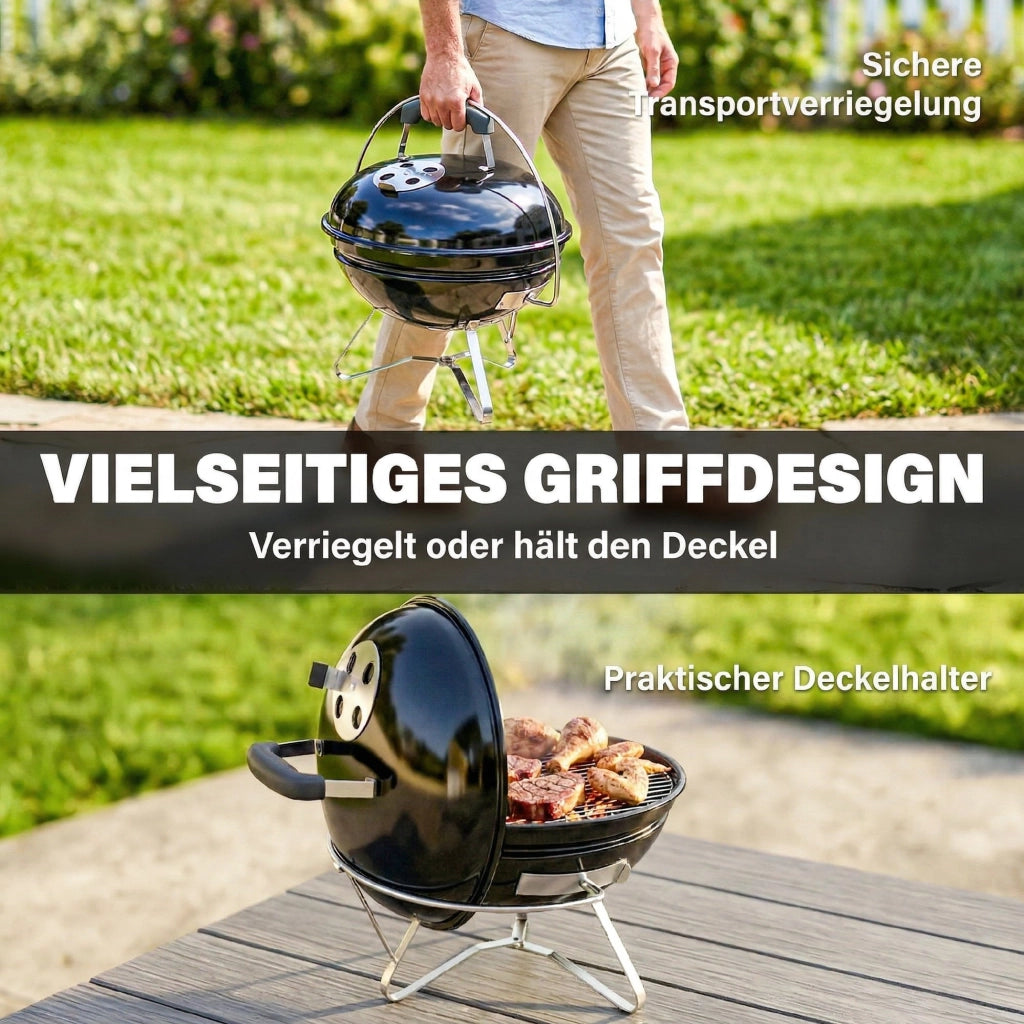 Barbecue a Carbone Portatile con Coperchio ¨C Xylo ¨C Nero 41x41x44 cm