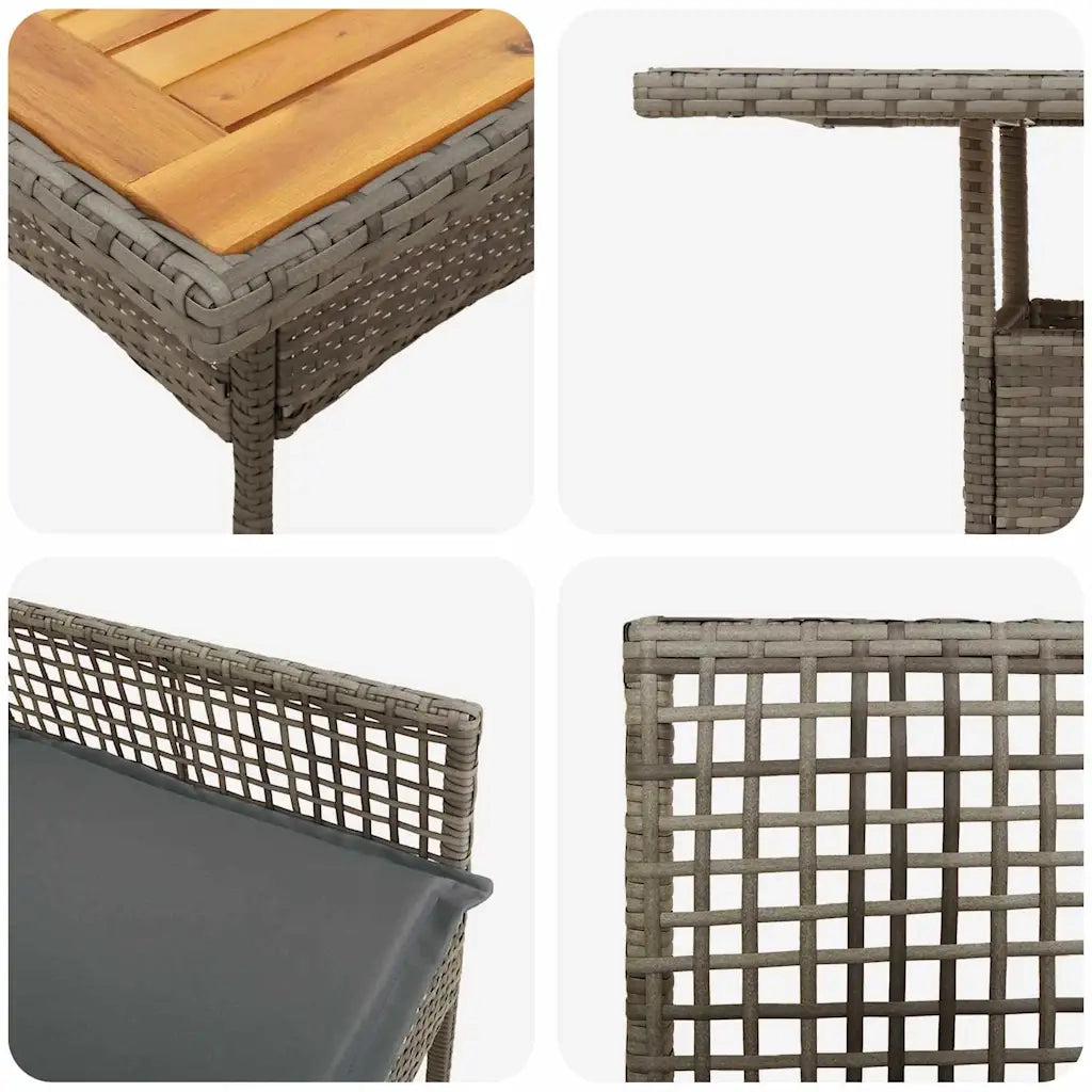 Set da Pranzo per Giardino 3 pcs Grigio polyrattan 3334937