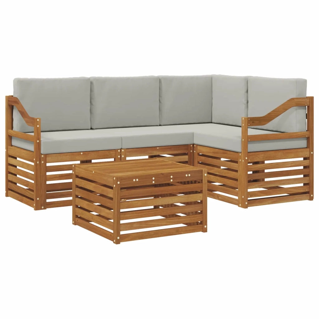 Set di divani da esterno 5 pcs Grigio Naturale e Chiaro 3374786