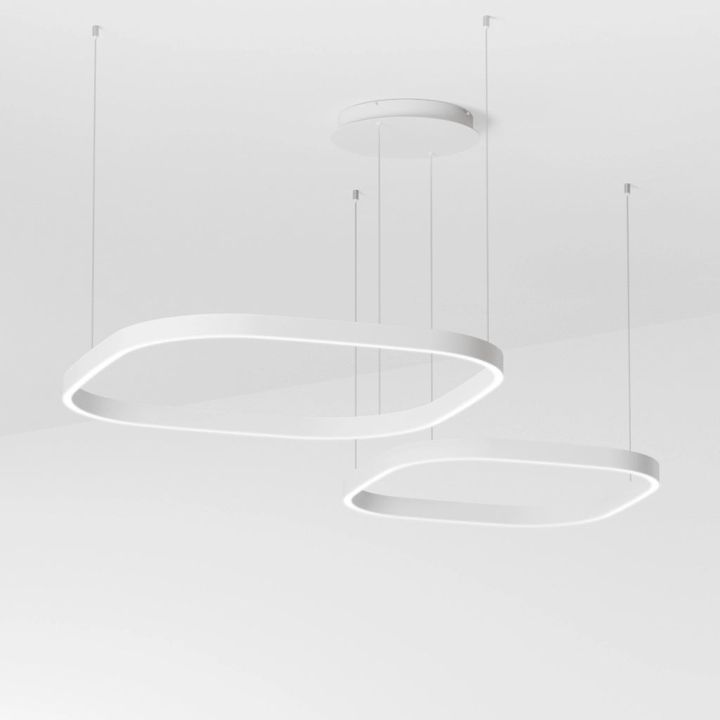 Lampada a Sospensione Criseide S/2D Q - Led 90W 3000K 3600lm in Alluminio Bianco - Biemissione Dimmerabile Taglio di Fase - Gealuce