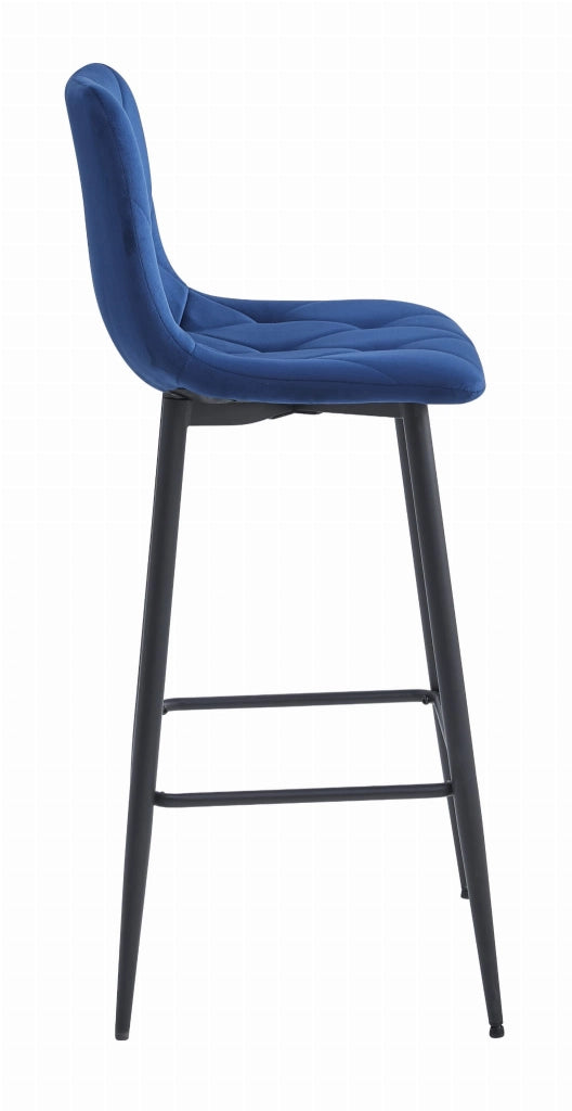 Valora KODA SGABELLO Velluto Blu Navy Gambe Nere