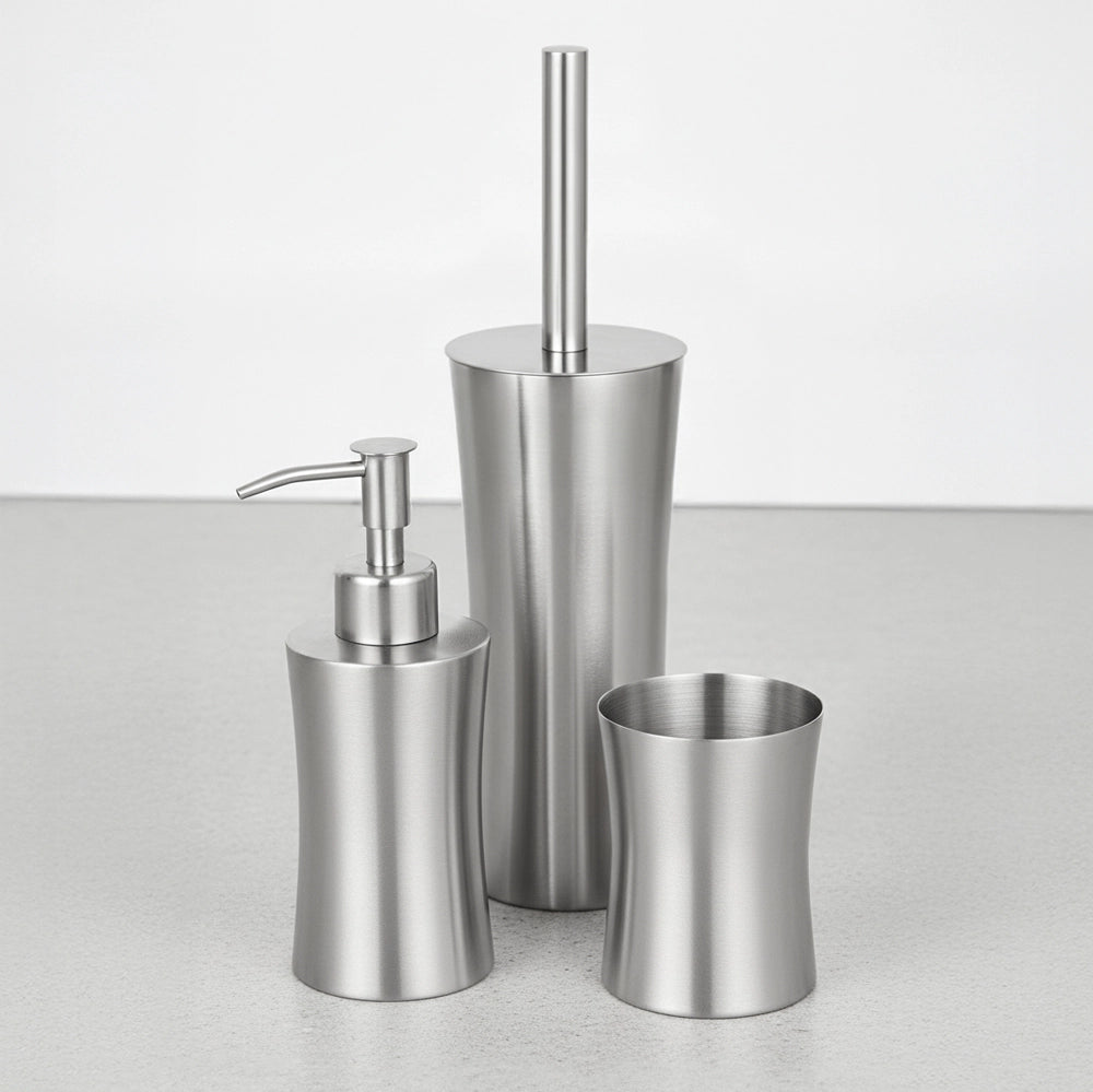 Set accessori bagno 3 pezzi in acciaio inox satinato Lunar