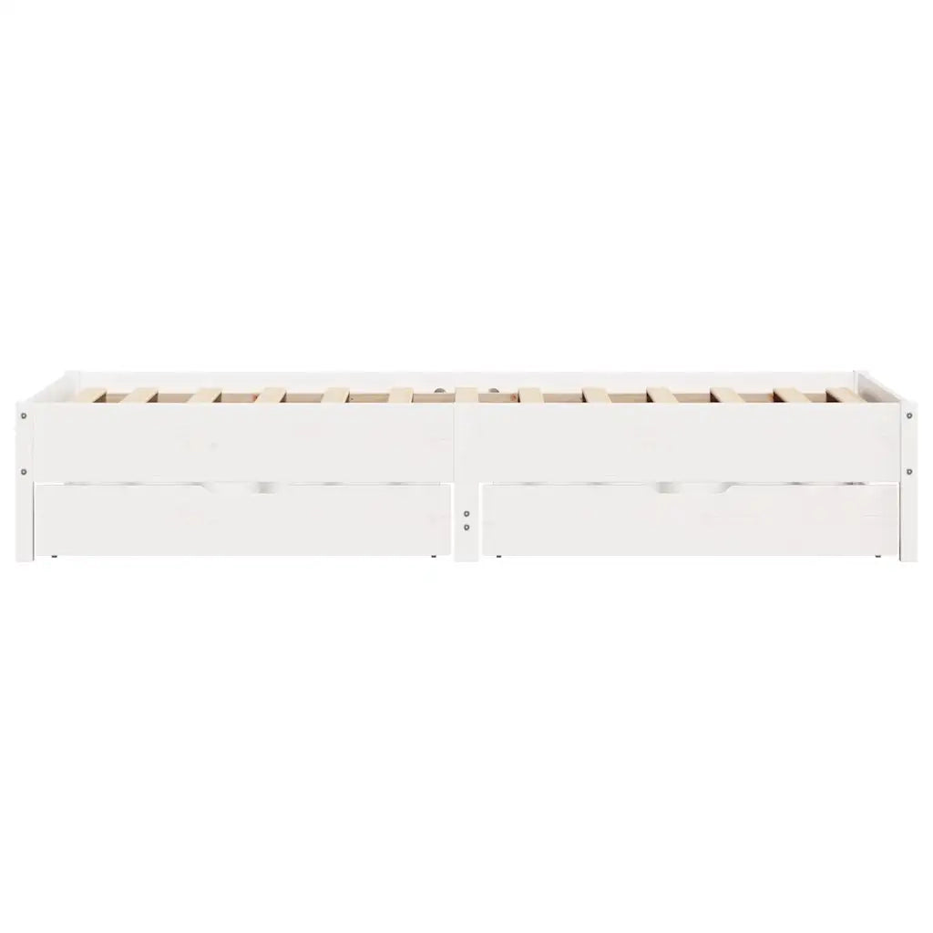 Letto senza Materasso-Struttura Letto Bianco 90x190 cm in Legno Massello Pino 721353