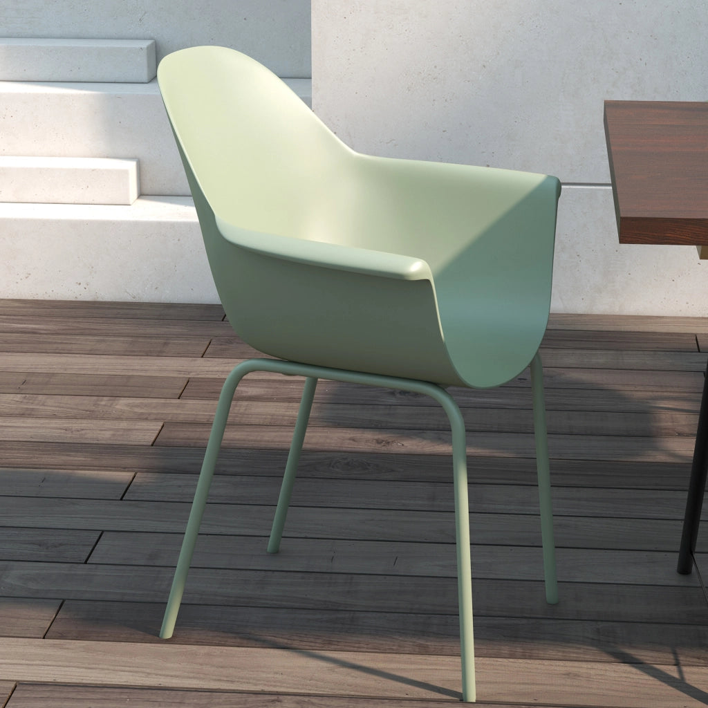 Set Sedie da Giardino 4 Pezzi ¨C Minimal ¨C Verde Plastica Metallo