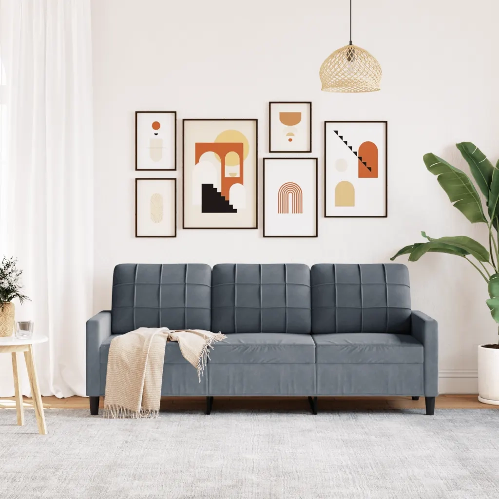Divano a 3 Posti-Sofa 3 Posti Grigio Scuro 180 cm in Velluto 762257