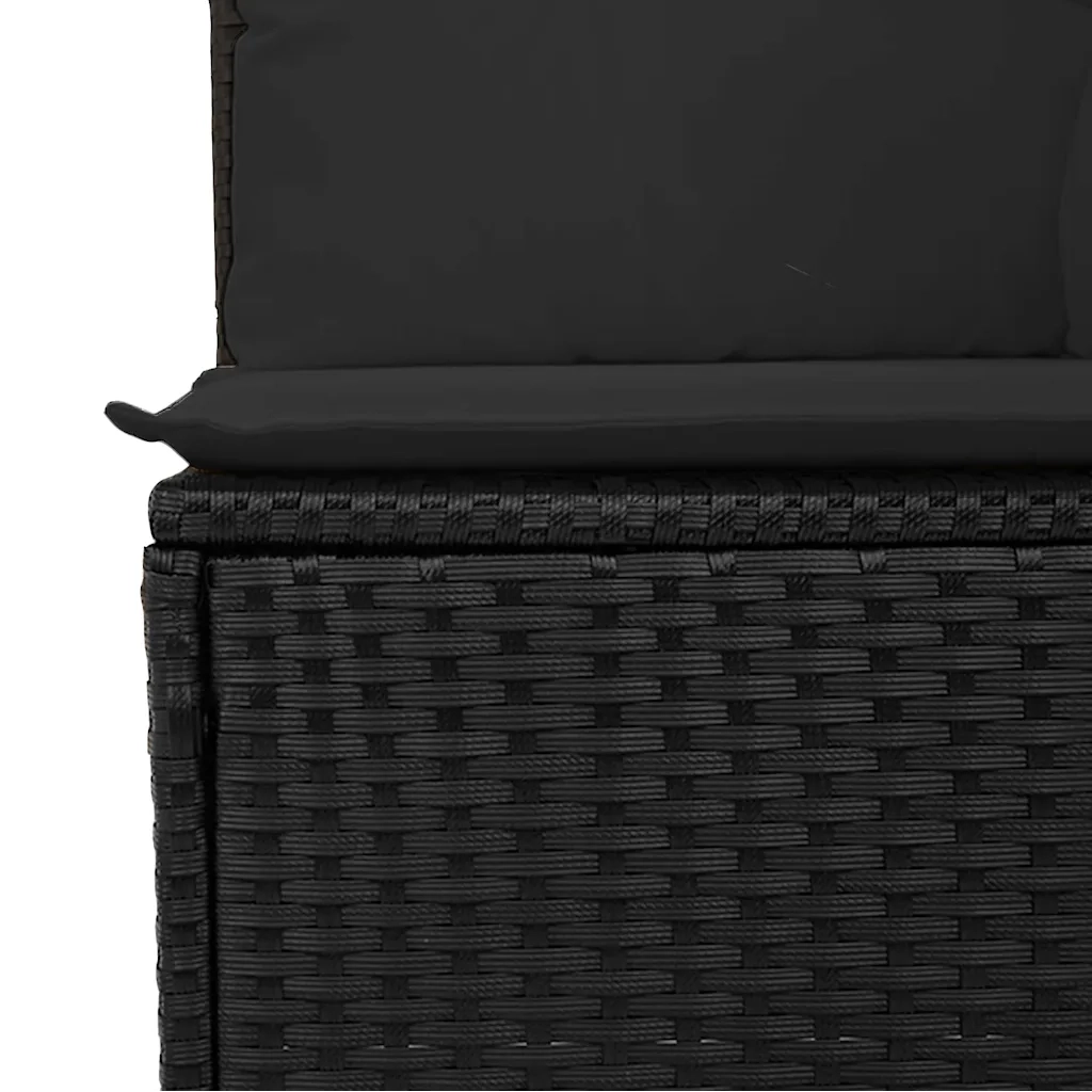 Divano da giardino con cuscini 4 Posti-Sofa da Giardino-Divano da esterno nero in polyrattan 755920