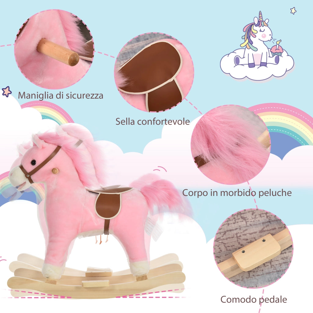 Cavallo a Dondolo per Bambini con Suoni ¨C Minimal ¨C Rosa