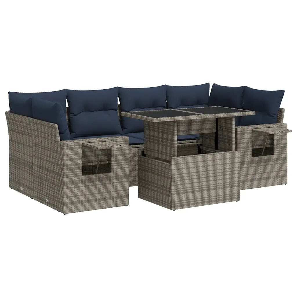Set Divani da Giardino con Cuscini 7pz Grigio Polyrattan 3326432
